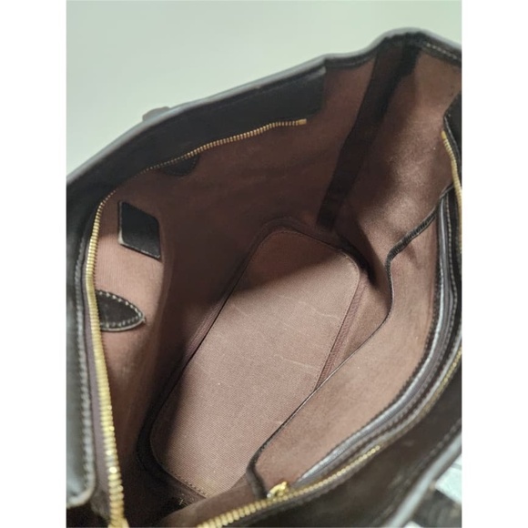 Authentic MCM Visetos Dog Bone Striped Shopper Tote Bag Brown - Picture 6 of 13